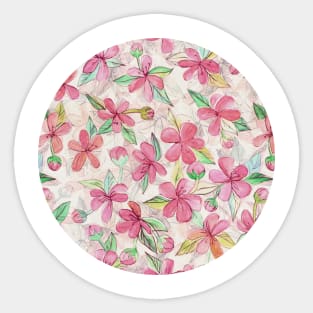 Pink Painted Blossom Pattern Sticker